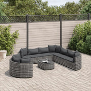 Set Divano da Giardino 10 pz con Cuscini Grigio in Polyrattan 3308410