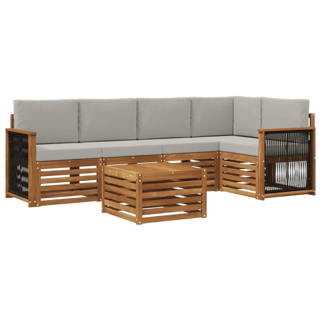 Set divano sezionale con cuscino 5 pcs Naturale e Grigio Chiaro 3384382