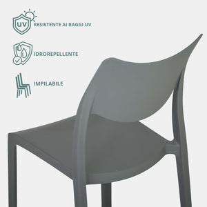 Marvin Sedia In Polipropilene Manu Arredo di Design Sedia per Esterno e Interno Impilabile Sedie per 2 SEDIE MANU GRIGIO