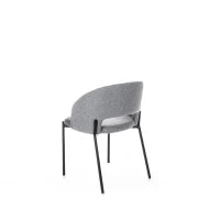 E-STYLO Sedia in tessuto grigio chiaro con gambe in metallo antracite, imbottita, 52cm X 55.5cm H. 78.5cm.