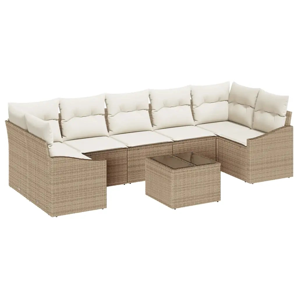 Set di divani Beige e Crema 55 x 55 x 37 cm polyrattan