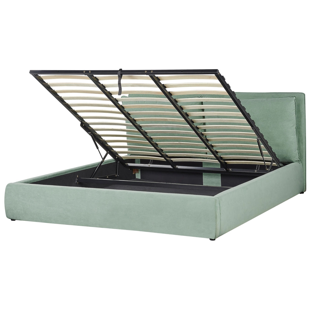 Letto matrimoniale colore verde menta con vano contenitore 180 x 200 cm camera da letto moderna