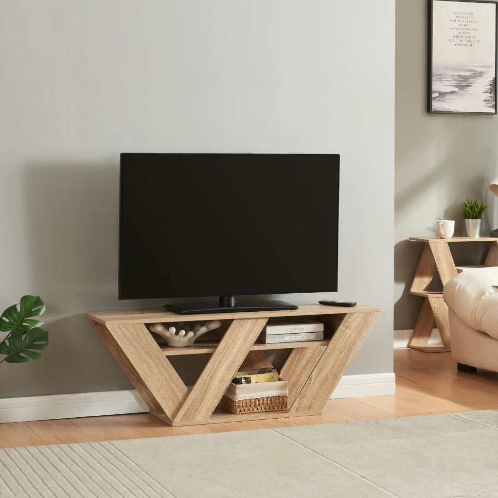 Mobile TV Nome Trapezoidale a 3 Piani - Effetto Rovere [en.casa]