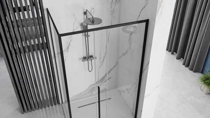 Cabina Doccia Solar Black Mat 90x90 con piatto doccia Savoy