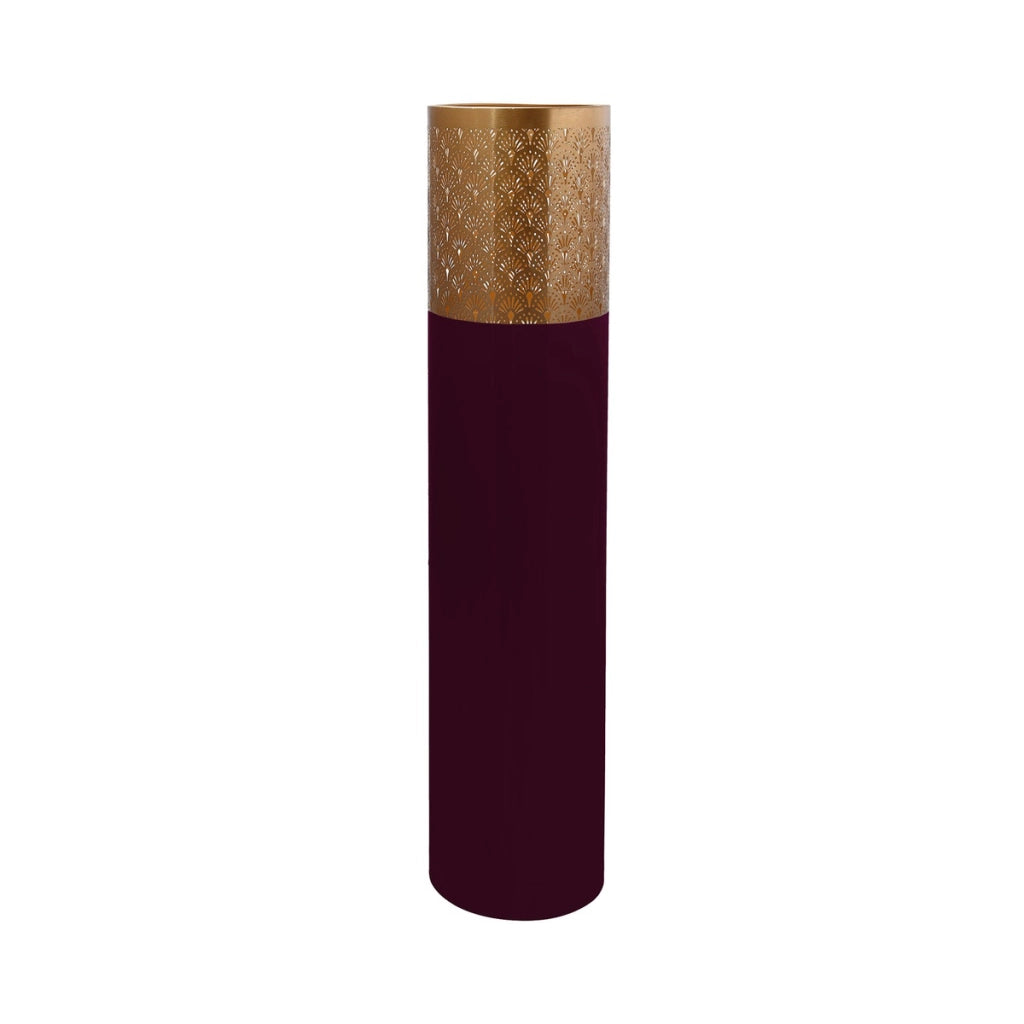 Vaso da terra Art Deco in ferro color amarena e oro
