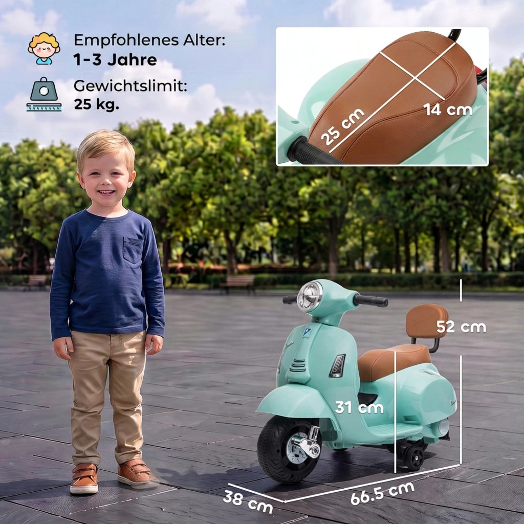 Elektro Motorrad Kinder Mini Vespa GTS 6V Elektromotorrad Grün
