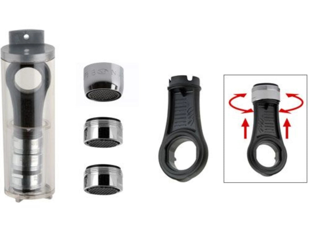 Set completo 2 aeratori m24 e 1 aeratore f22 anticalcare ad alta tecnologia, 1 chiave di pulizia settimanale