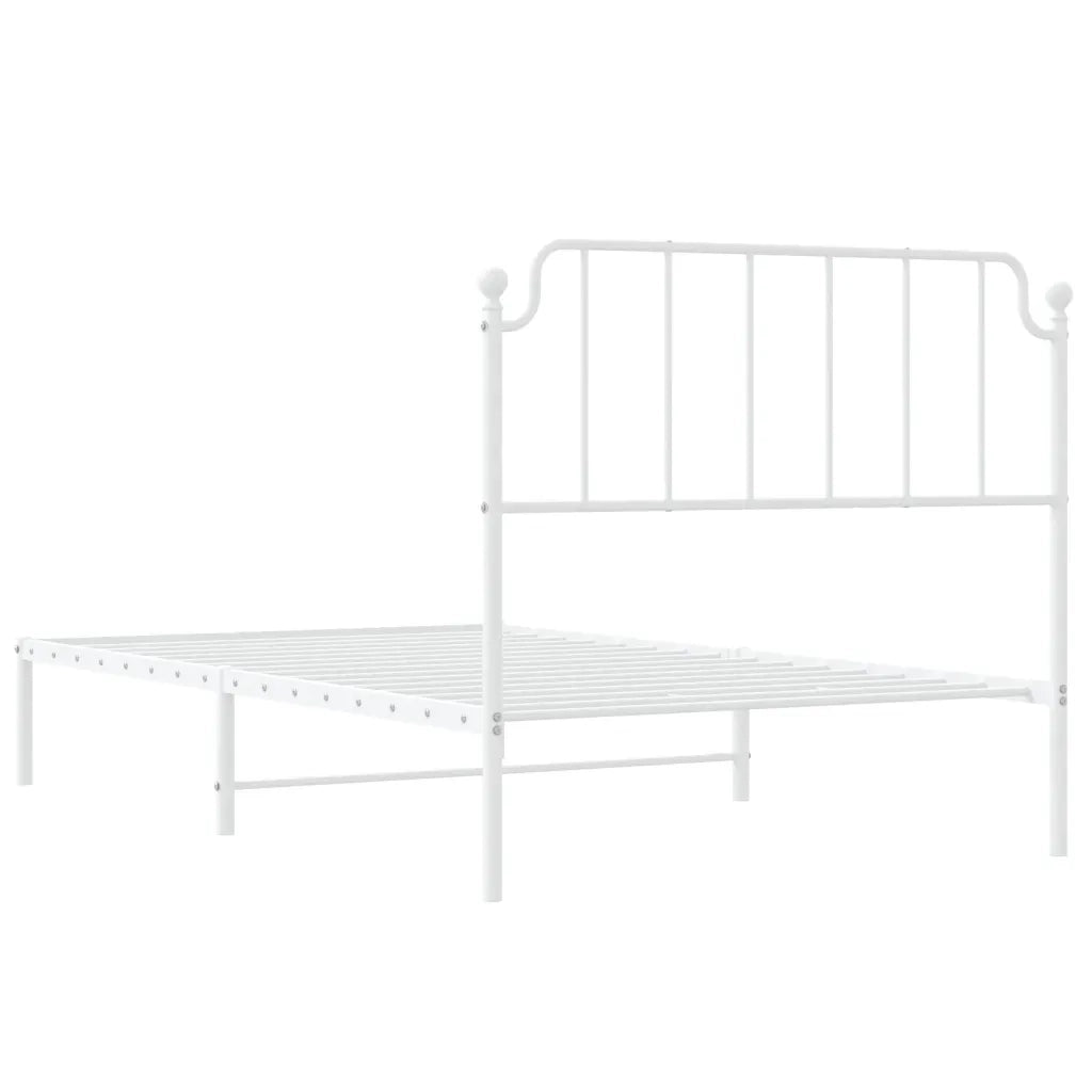 Letto singolo | Letto per adulti | Giroletto con Testiera Metallo Bianco 107x203 cm