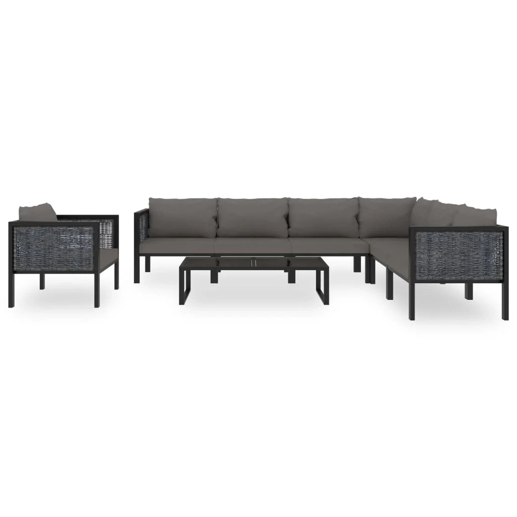 Set di mobili da giardino mobili da esterno 8 pezzi con cuscini resina intrecciata antracite 02_0017669