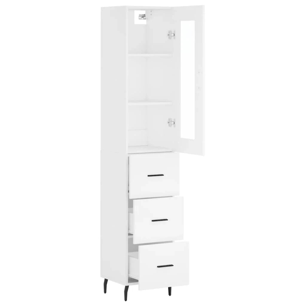 Buffet credenza cassettiera mobiletto mobile contenitore organizer cucina soggiorno salotto alto 34,5 x 34 x 180 cm legno ingegnerizzato bianco 02_0032379