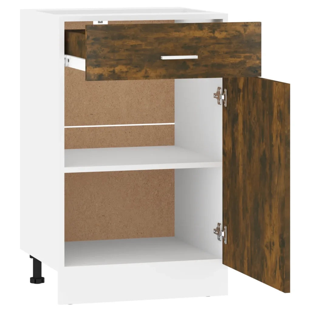 Mobiletto a cassetti moderno per ottimizzare lo spazio in cucina 50 x 46 x 81 cm legno composito finitura rovere affumicato 02_0048193