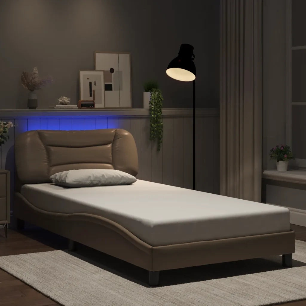 Giroletto con LED senza Materasso-Struttura Letto Hvar Cappuccino 100x200 cm
