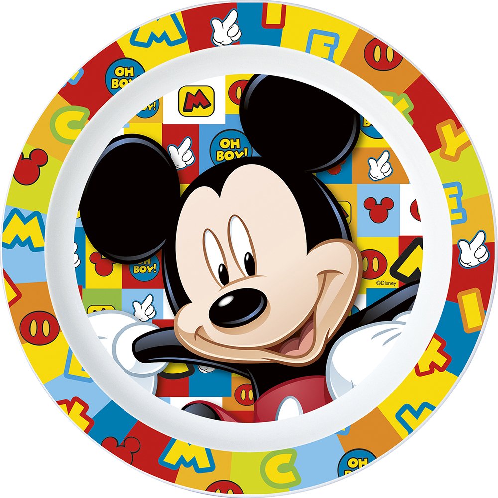 Piatto Piano Originale Disney Mickey Mouse in plastica per bambini.