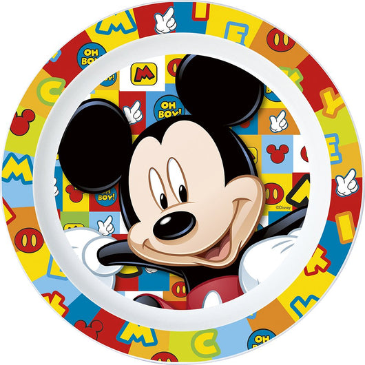 Piatto Piano Originale Disney Mickey Mouse in plastica per bambini.