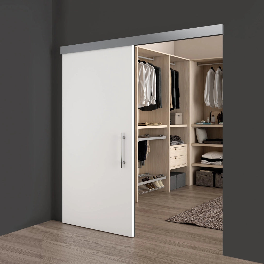 Binario per Porte Scorrevoli con Kit di Accessori 200 cm in Alluminio Emuca