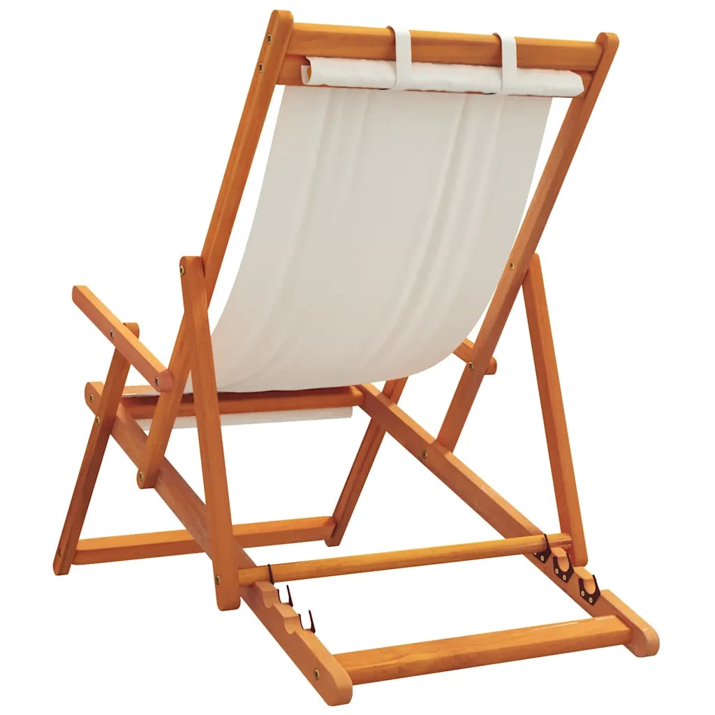 Sedie da Spiaggia Pieghevoli 2 pz Crema in Tessuto 3214484