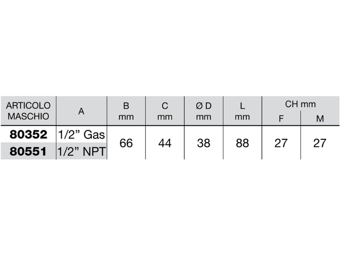 Innesto rapido a valvola Faster tipo maschio push pull serie NV innesto 1/2 - 80352