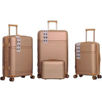 Set 4 Valigie Rigide in ABS da Viaggio Oro con Ruote Easy Roll e Beauty Case