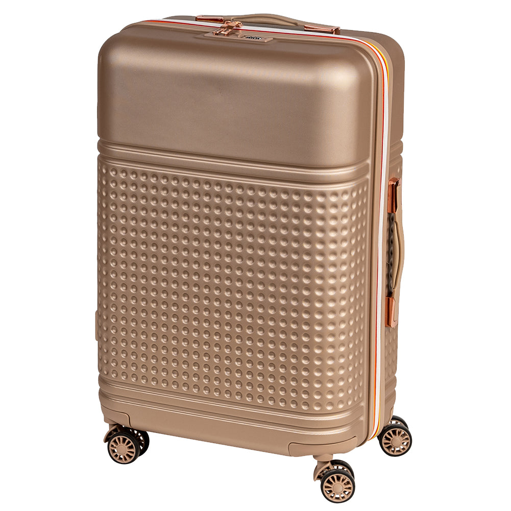 Set 4 Valigie Rigide in ABS da Viaggio Oro con Ruote Easy Roll e Beauty Case