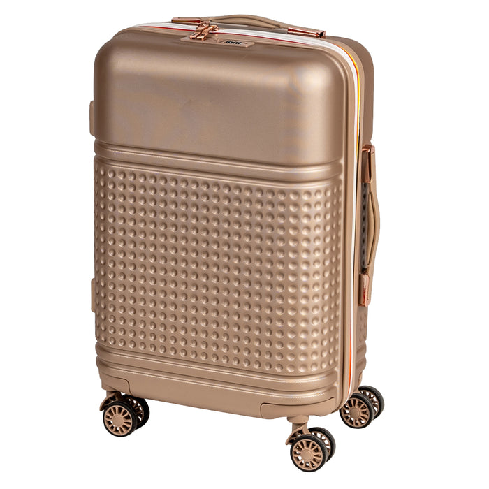 Set 4 Valigie Rigide in ABS da Viaggio Oro con Ruote Easy Roll e Beauty Case