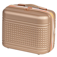 Set 4 Valigie Rigide in ABS da Viaggio Oro con Ruote Easy Roll e Beauty Case