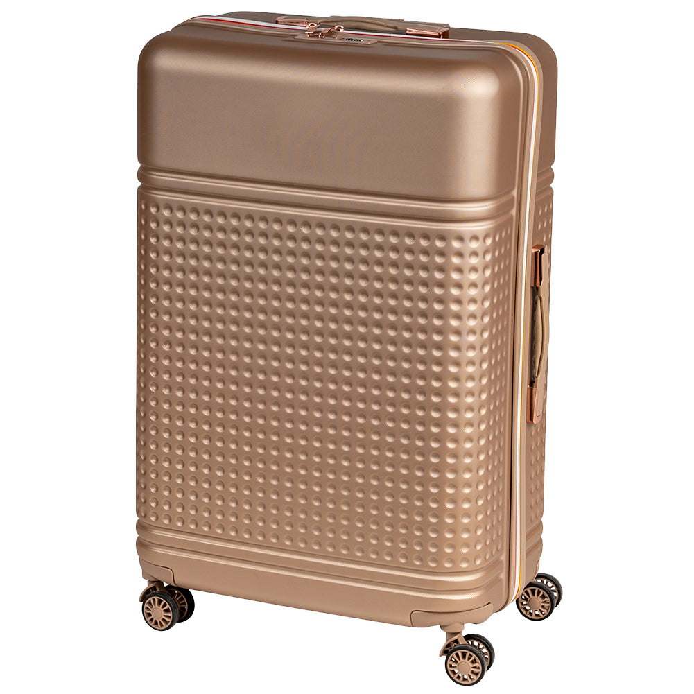 Set 4 Valigie Rigide in ABS da Viaggio Oro con Ruote Easy Roll e Beauty Case