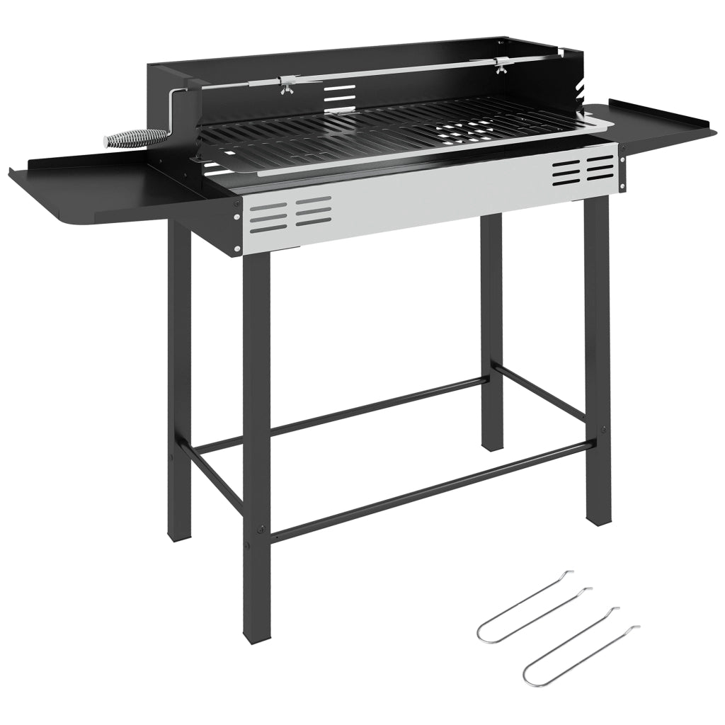 Barbacoa Portatile con Girarrosto ¨C zephmum ¨C Grigio 118x32x90 cm