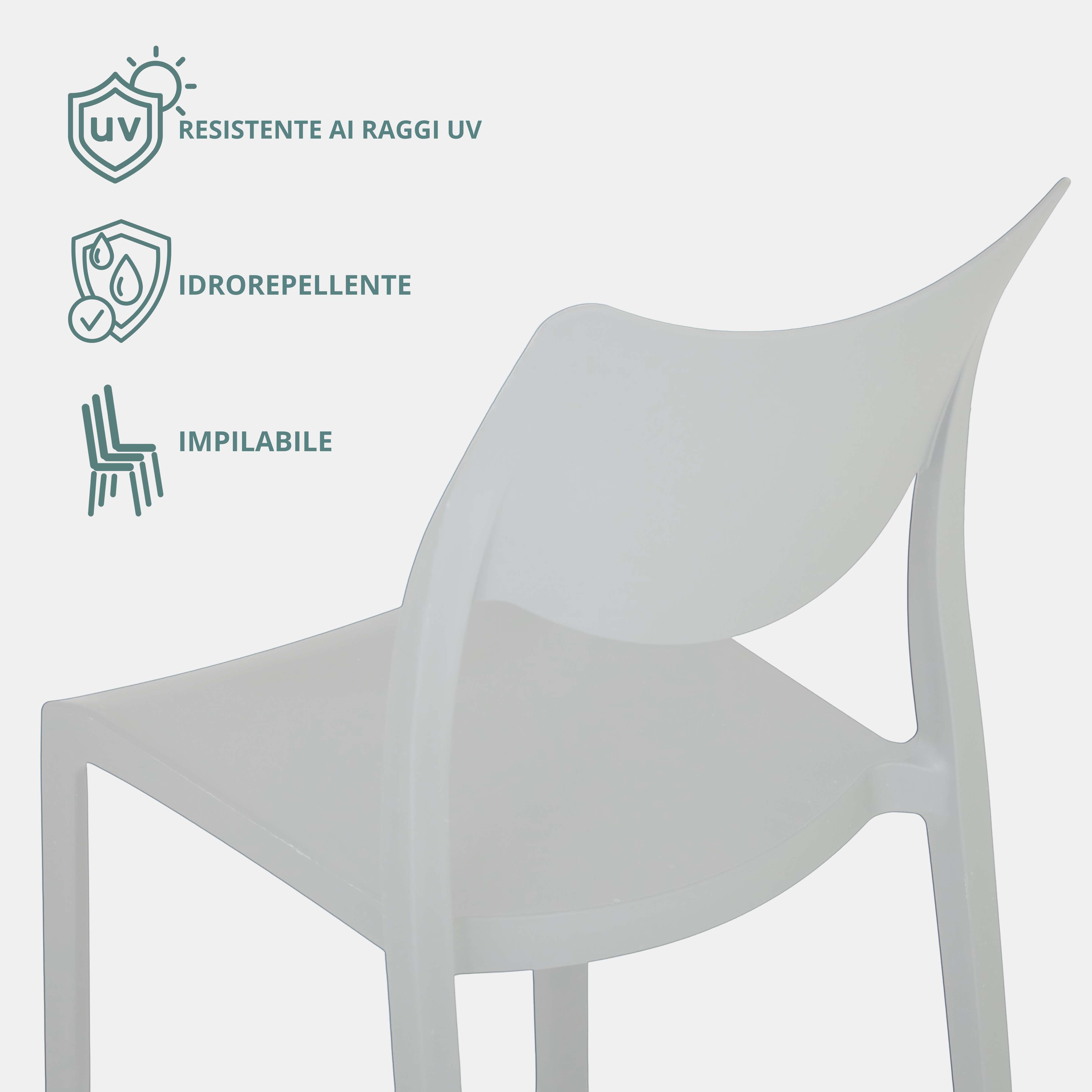 Marvin Sedia In Polipropilene Manu Arredo di Design Sedia per Esterno e Interno Impilabile Sedie per 4 SEDIE MANU BIANCO