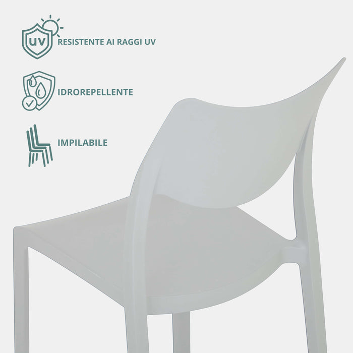 Marvin Sedia In Polipropilene Manu Arredo di Design Sedia per Esterno e Interno Impilabile Sedie per 2 SEDIE MANU BIANCO