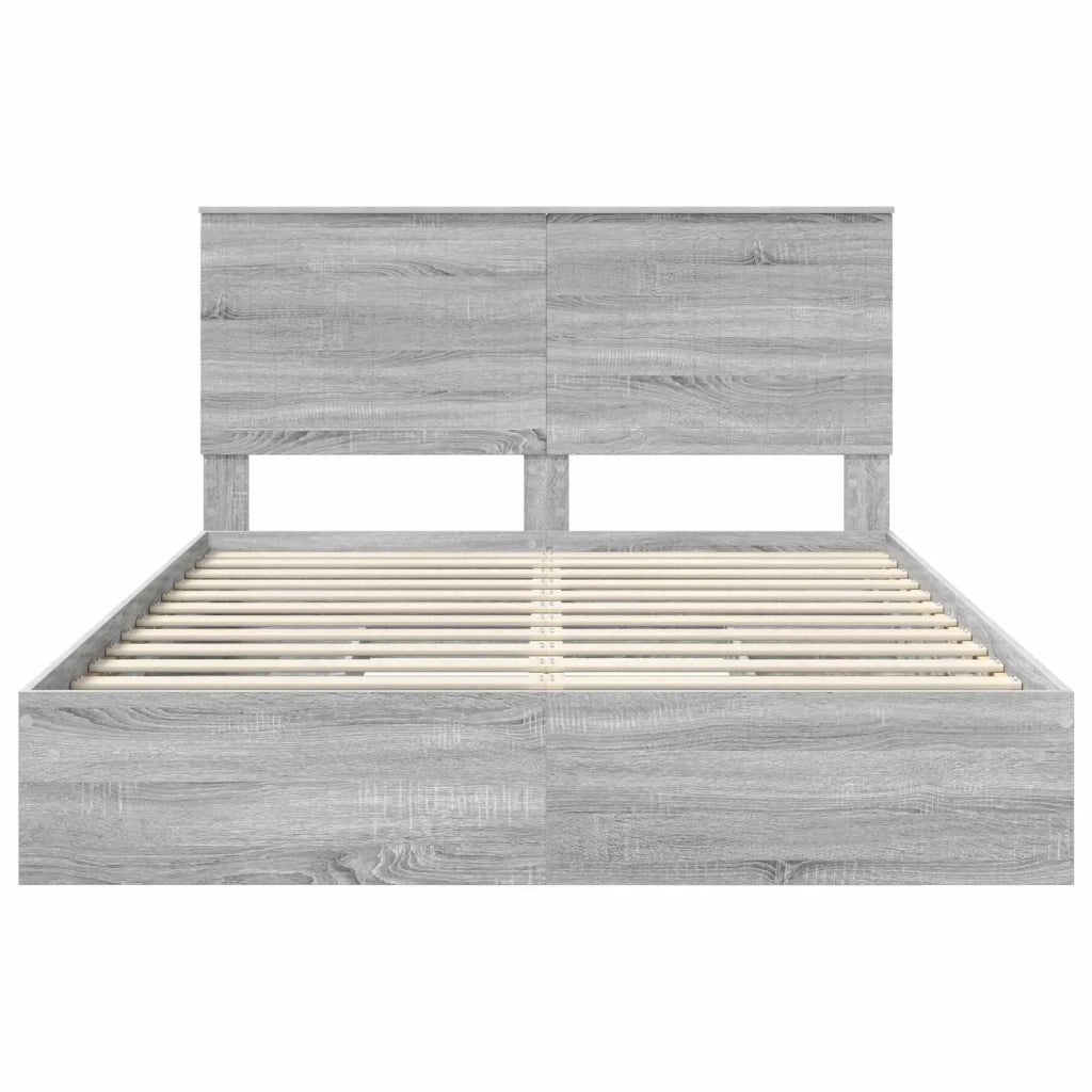 Letto con Contenitore con testiera Grigio Sonoma 150 x 200 cm