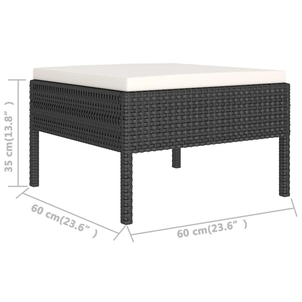 Set di mobili da giardino set arredamento da esterno 5 pezzi con cuscini in polyrattan nero 02_0016481