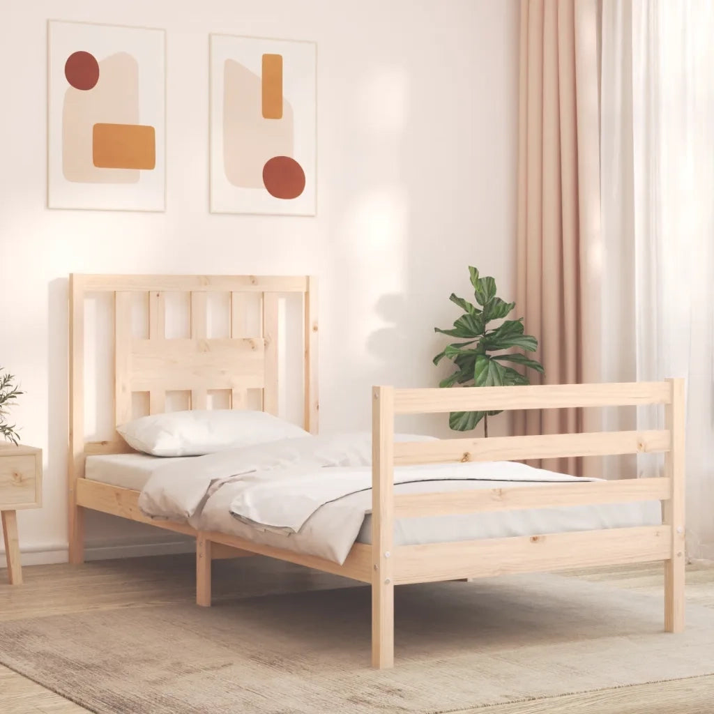 Giroletto con Testiera Single-Struttura Letto in Legno Massello 259127