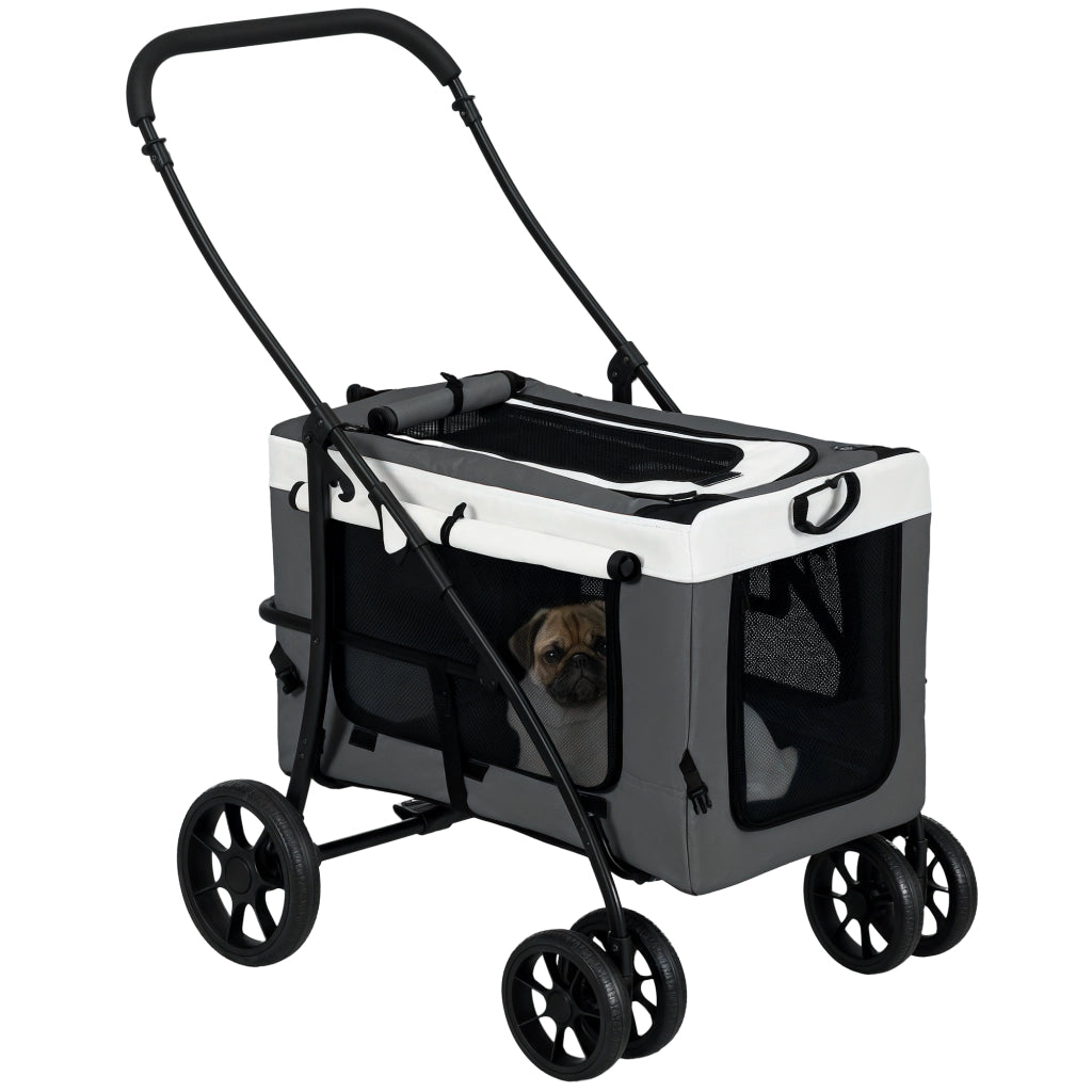Carrello Pieghevole per Animali ¨C Zephmum ¨C Grigio 81x58x97.5 cm