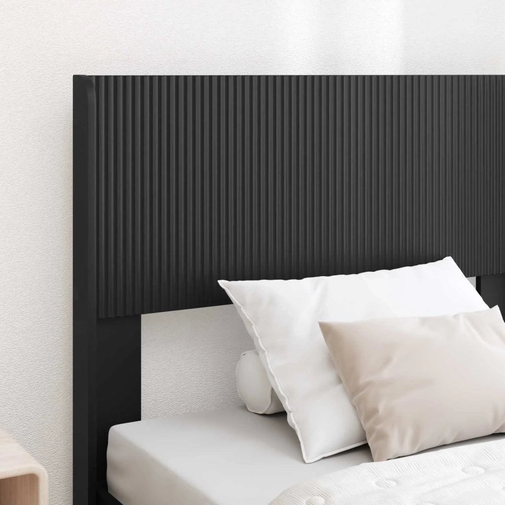 Struttura del letto con stoccaggio e testata Nero 75 x 190 cm 3414348