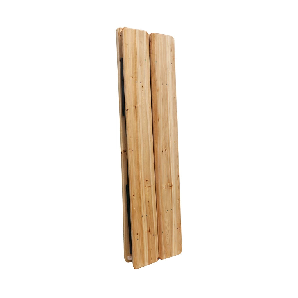 Set 2 tavoli da giardino pieghevoli in legno con 2 panche, marrone