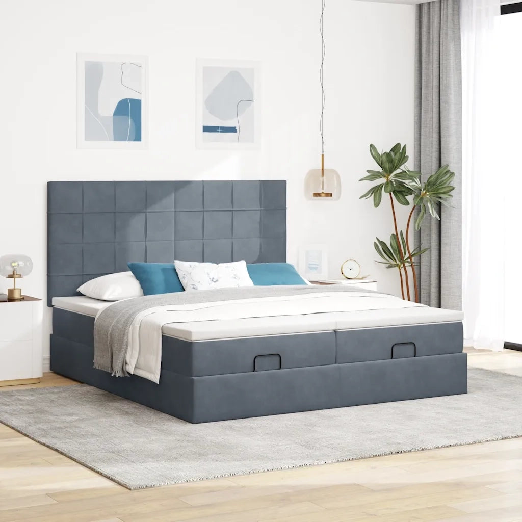 Struttura Letto Pouf con Materassi 180x200 cm Velluto 3313773