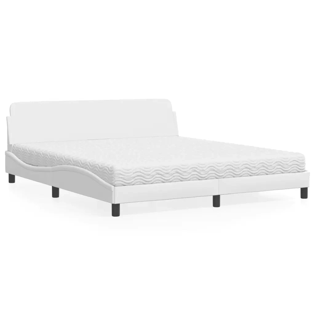 Letto con Materasso Dover Bianco 180x200 cm in Similpelle