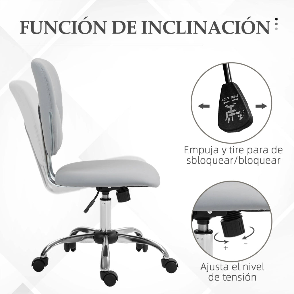 Sedia da Ufficio Girevole Regolabile in Altezza ¨C zephmum ¨C Grigio 50x54x87,5-96,5 cm
