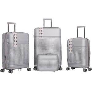Set 4 Valigie Rigide in ABS da Viaggio Silver con Ruote Easy Roll e Beauty Case