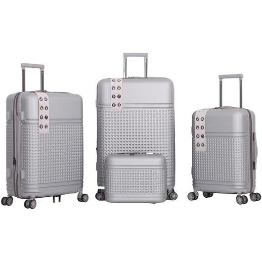 Set 4 Valigie Rigide in ABS da Viaggio Silver con Ruote Easy Roll e Beauty Case