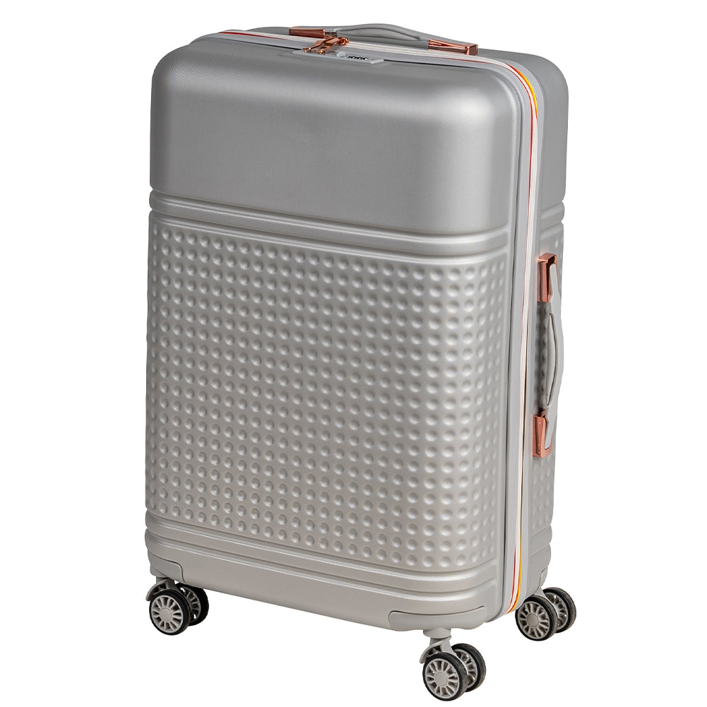 Set 4 Valigie Rigide in ABS da Viaggio Silver con Ruote Easy Roll e Beauty Case