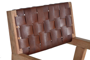 Set di 2 sedie in pelle naturale e legno di mango