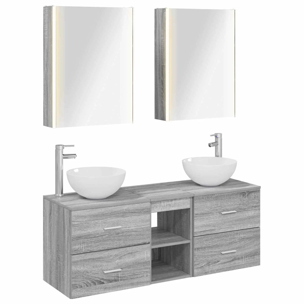 Set di mobili per il bagno 5 pcs Sonoma grigio 3406732