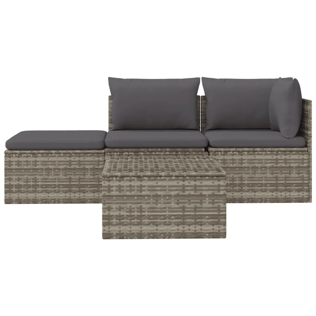 Set Divani da Giardino 4 pz con Cuscini in Polyrattan Grigio 318676