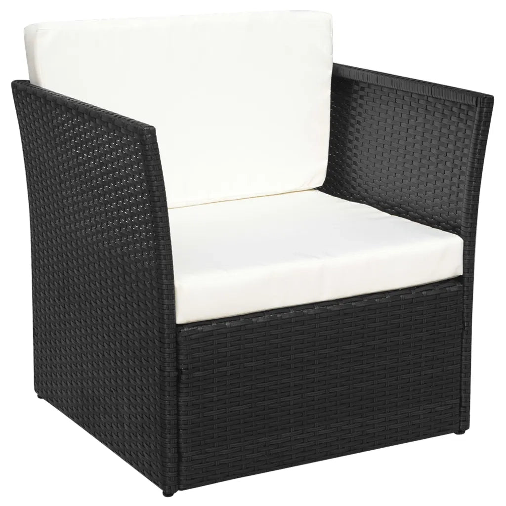 Sedia da Giardino | Sedie da Esterno con Poggiapiedi in Polyrattan Nero