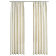 Tende Oscuranti | Tende Blackout con Ganci 2 pz Crema in Velluto 140x245 cm