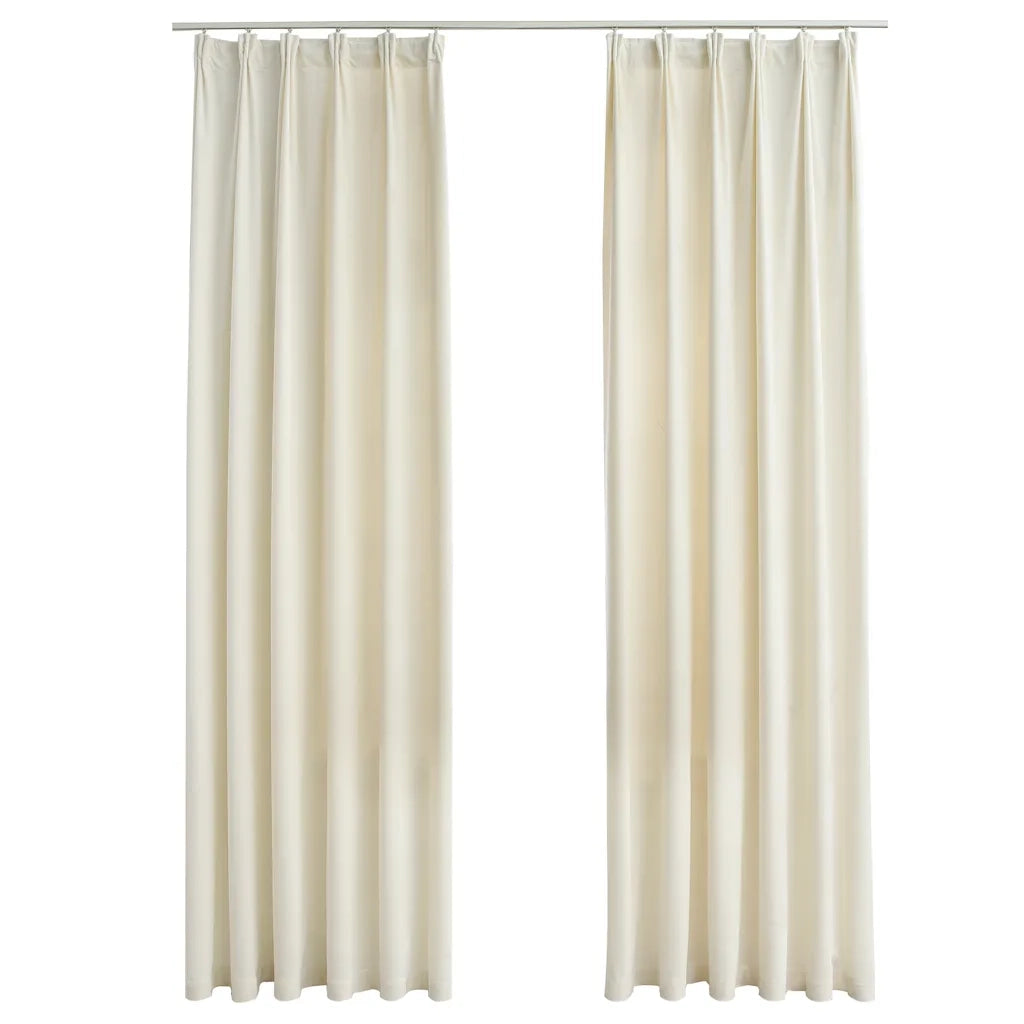 Tende Oscuranti | Tende Blackout con Ganci 2 pz Crema in Velluto 140x245 cm
