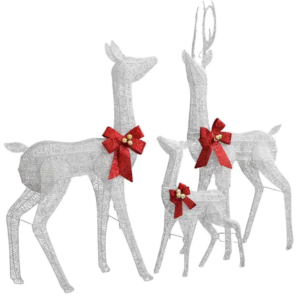 Decorazione Natalizia Famiglia di Renne Bianco Argento 201 LED 329771