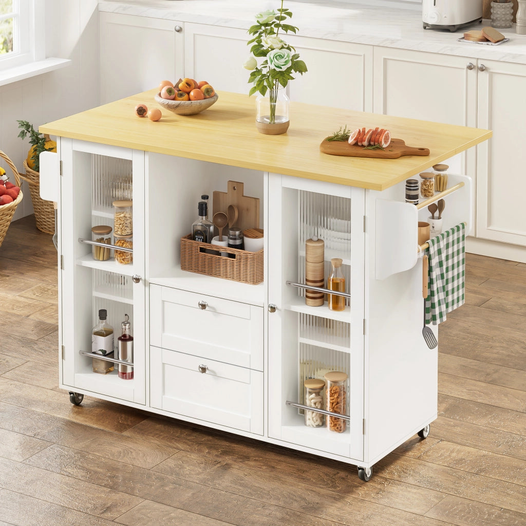 Isola da cucina con piano ribaltabile; 2 cassetti; portaprovette e portasciugamani; per cucina; 120 × 45 (70) × 92 cm