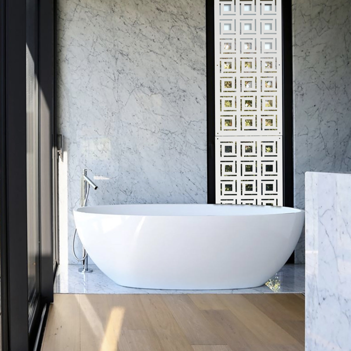 4SIDES - Pannello in PVC traforato - Parasole Misura: 73x148 cm, Colore: bianco